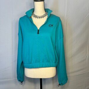 Calvin Klein Turquoise crop sweatshirt womens size Medium